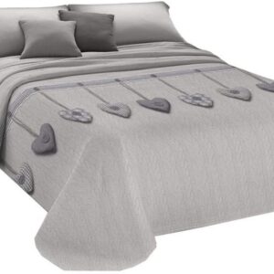 Copriletto Primaverile Estivo in Piquet in Cotone Jacquard Pensieri Delicati - Dis. Cuore Appeso