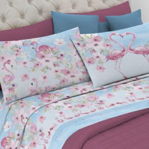 Completo Lenzuolo Pensieri Delicati Cotone – Dis. Flamingo