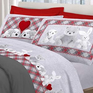 Completo Lenzuola Pensieri Delicati in Flanella - Dis. Peluche