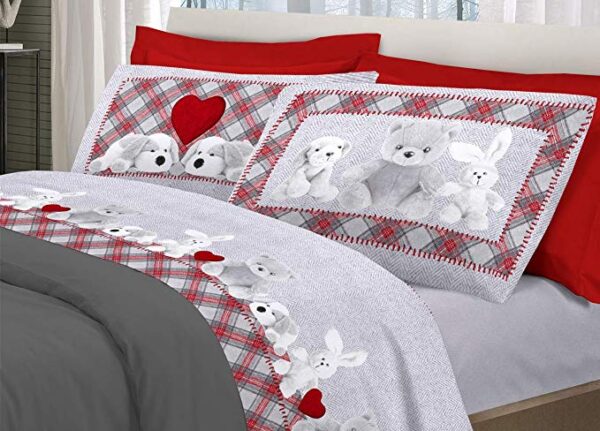 Completo Lenzuola Pensieri Delicati in Flanella - Dis. Peluche