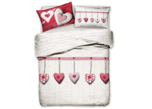 Parure Copripiumino in Cotone Pensieri Delicati - Dis. Cuore Appeso