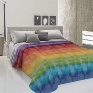 Copriletto Primaverile Estivo in Piquet in Cotone Jacquard Pensieri Delicati - Dis. Arcobaleno