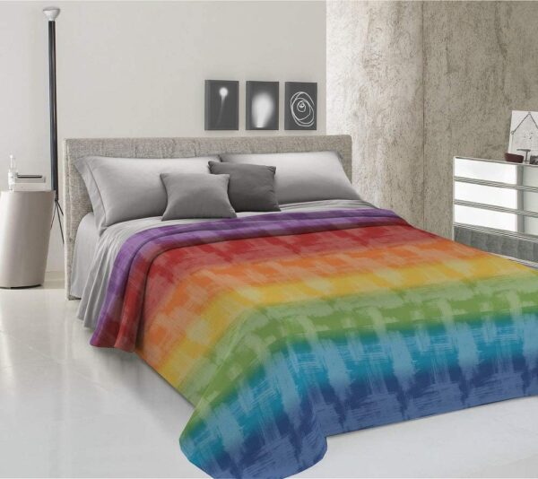 Copriletto Primaverile Estivo in Piquet in Cotone Jacquard Pensieri Delicati - Dis. Arcobaleno