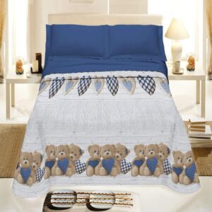 Copriletto Primaverile Estivo in Piquet in Cotone Jacquard Pensieri Delicati - Dis. Orsetti